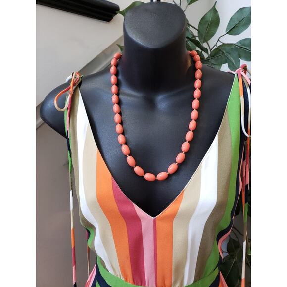 Gianni Bini Knee Length Dress Womens Size 2 Multicolor Striped V-Neck Sleeveless - Picture 3 of 12